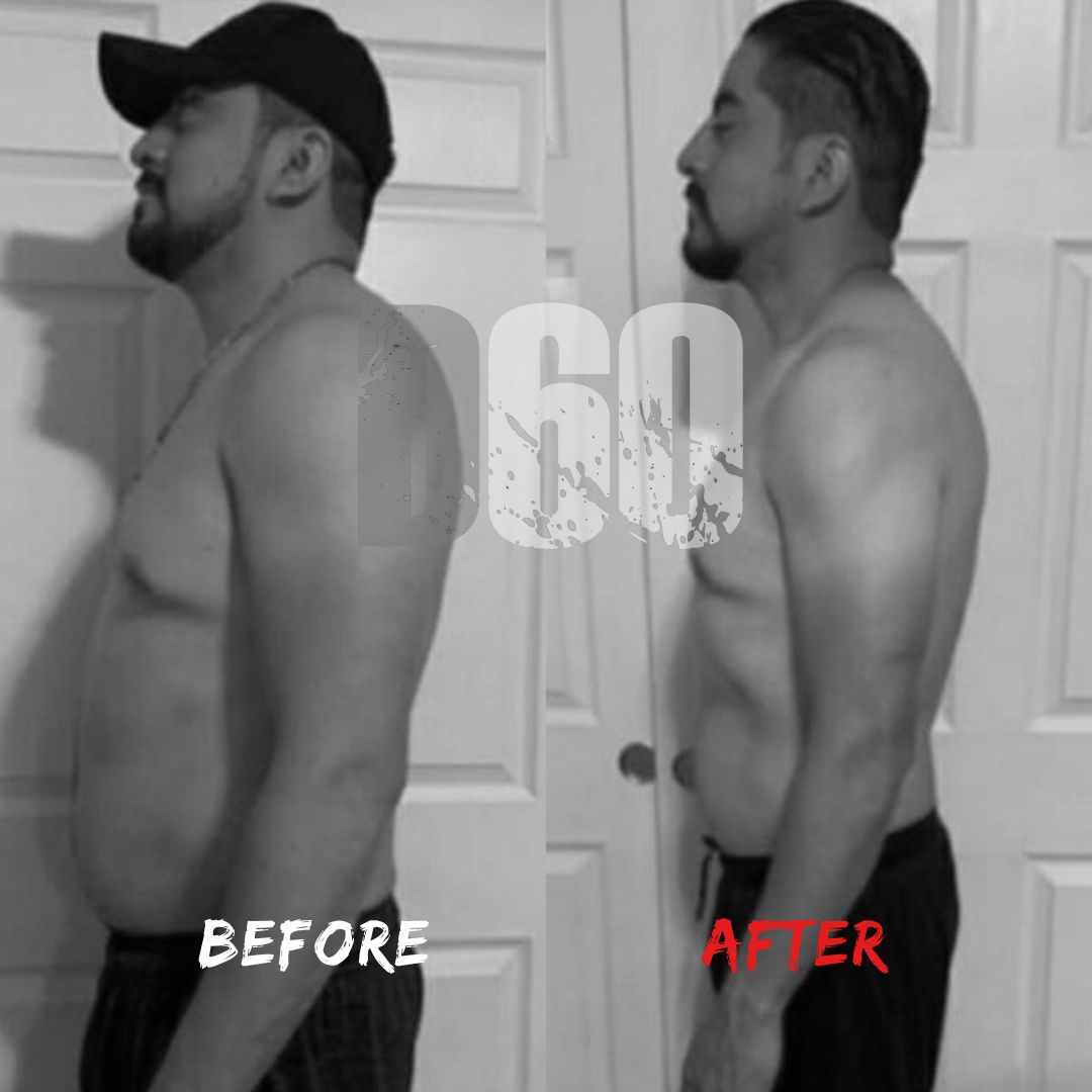 D60 Before and After fat loss transformation in Dubai